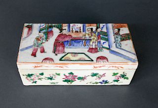 Chinese Export Rose Mandarin Covered Box