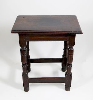 English William and Mary Oak and Elm Joint Stool