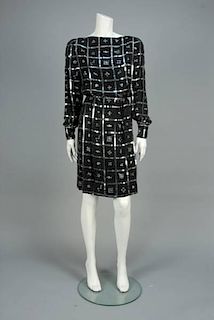 SCAASI RHINESTONE DECORATED COCKTAIL DRESS, 1980s.