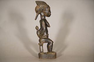 Baule Maternity Figure with Child on Back 20"
