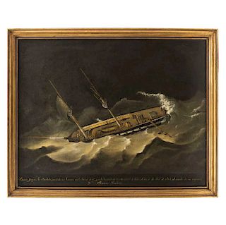 Firmada "Benítez F." Barca-fragata la Maribeles. España. Siglo XIX. Óleo sobre tela. Firmada. Con cartela: "Barca-fragata..."