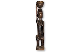 Dogon Female Sculpture Carrying Basket on Head 30"