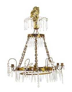 A Swedish Bronze and Cut-Glass Chandelier