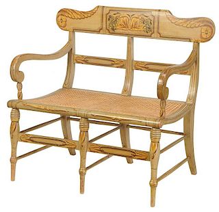 Fancy Paint Decorated Double Chairback Settee