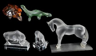 Group of Five Lalique Animals