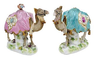 Pair Porcelain Camels