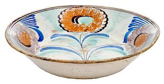 Paint Decorated Floral Earthenware Bowl