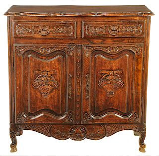 Provencial Louis XV Style Carved Oak Server
