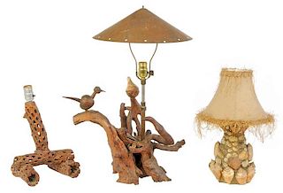 Three American Folk Art Lamps