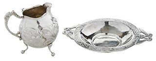 Sterling Boston Dish and Silver Pitcher