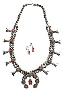 Southwest Squash Blossom Necklace & Earclips