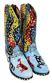 Sam's Paint Decorated Cowboy Boots