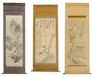 Three Japanese Mountain Landscape Scrolls