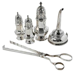 Five English Silver Table Items