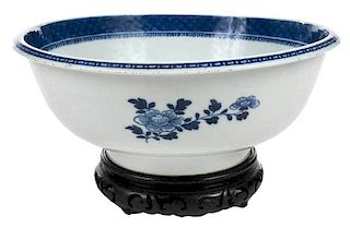 Canton Style Blue and White Punch Bowl