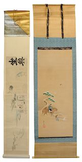 Two Japanese Scrolls, Snow, Figures