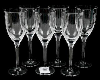 Six Lalique Angel Wing Flute Champagne Glasses