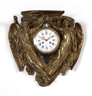 An Elias Robert gilt-bronze cartel clock for Tiffany