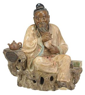 Shiwan Pottery Figure of Lu Yu