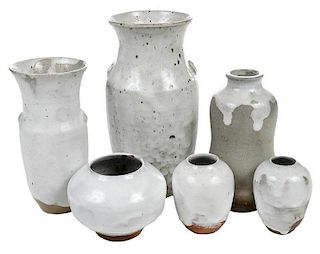Six Pieces Jugtown Chinese White Pottery