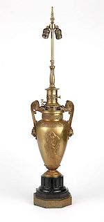 An American urn-form bronze lamp