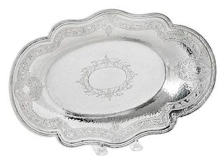 Oval Hammered Sterling Bread Tray
