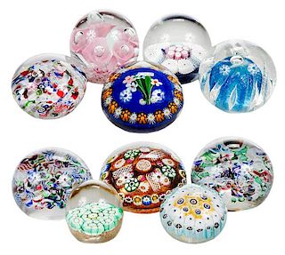 Group of Ten Murano Style Paperweights