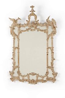 A Chinese Chippendale style carved wood mirror