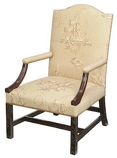 Chippendale Carved Mahogany Library Chair