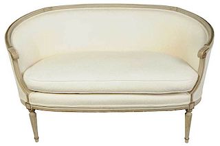 Provincial Louis XVI Style Upholstered Settee