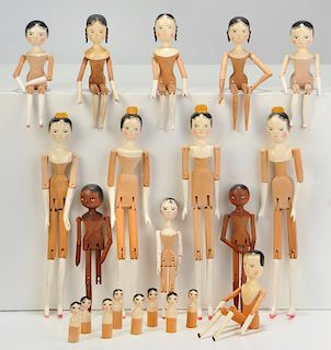 21 Fred T. Laughorn Peg Wooden Dolls