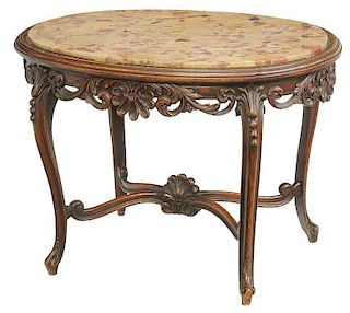 Provincial Louis XV Style Marble Top Low Table