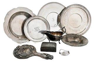 Nine Silver Table Items
