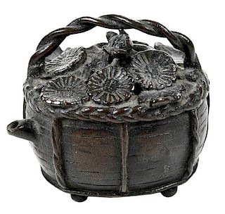 Chinese Bronze Water Dropper Basket Form