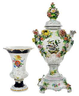 Two Floral Decorated Porcelain Vases