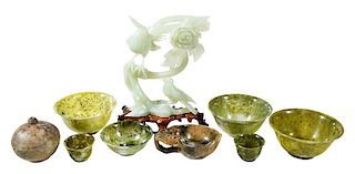Nine Asian Carved Hardstone Objects