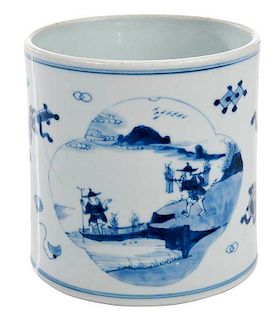 Qing Dynasty Underglaze Blue Brush Pot