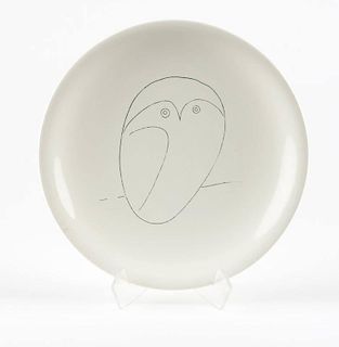 Ceramic plate designed by Pablo Picasso, owl