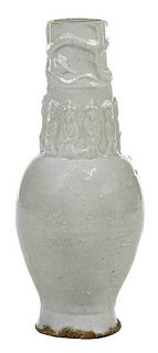 Chinese Longquan Celadon Figural Vase