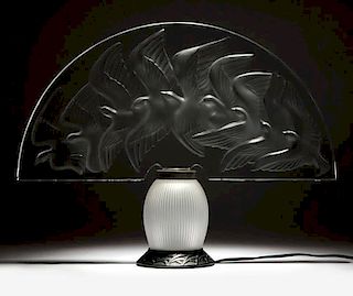 A Lalique ''Hokkaido'' art glass veilleuse lamp