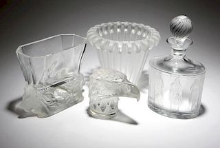 A group of four Lalique art glass objects