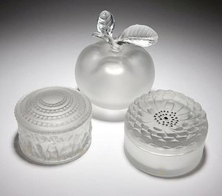 A group of three Lalique vanity objects