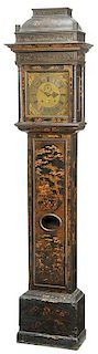 William and Mary Japanned Tall Case Clock