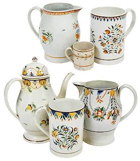 Seven Pieces English Staffordshire Pottery
