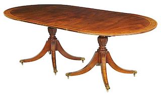 Regency Style Inlaid Two Pedestal Dining Table