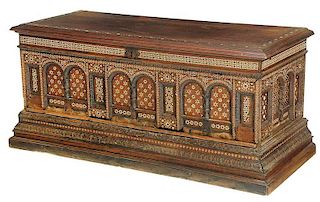 Moorish Carved and Inlaid Lift Top Chest