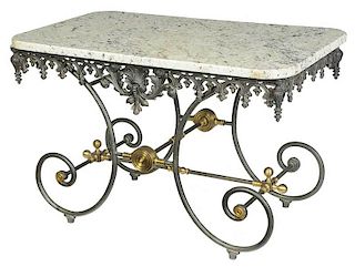 French Victorian Style Granite Top Baker's Table
