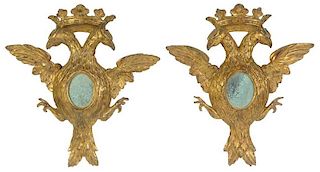 Pair Neoclassical Carved and Gilt Eagle Mirrors