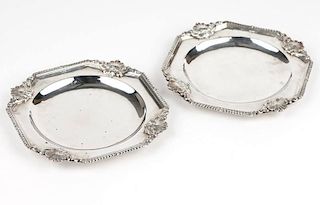 A pair of Queen Anne .958 silver plates