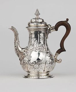A George II sterling silver coffee pot, Henry Brind